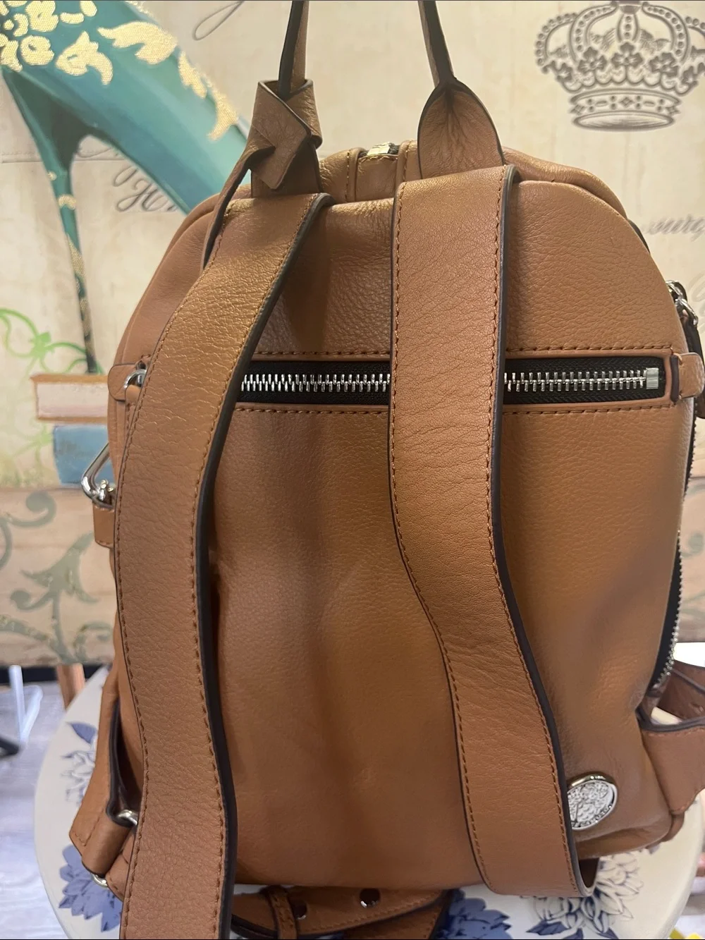 Vince Camuto Leather Tote Backpack in Tan (camel color)